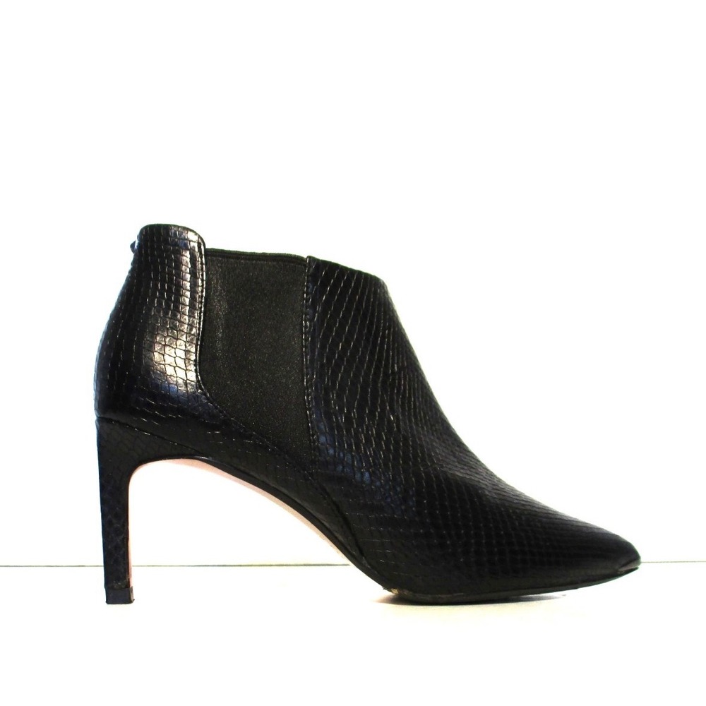 Ted Baker Bernini 40.5 Black Snakeskin Leather Pointed Toe Ankle Boots Y2K